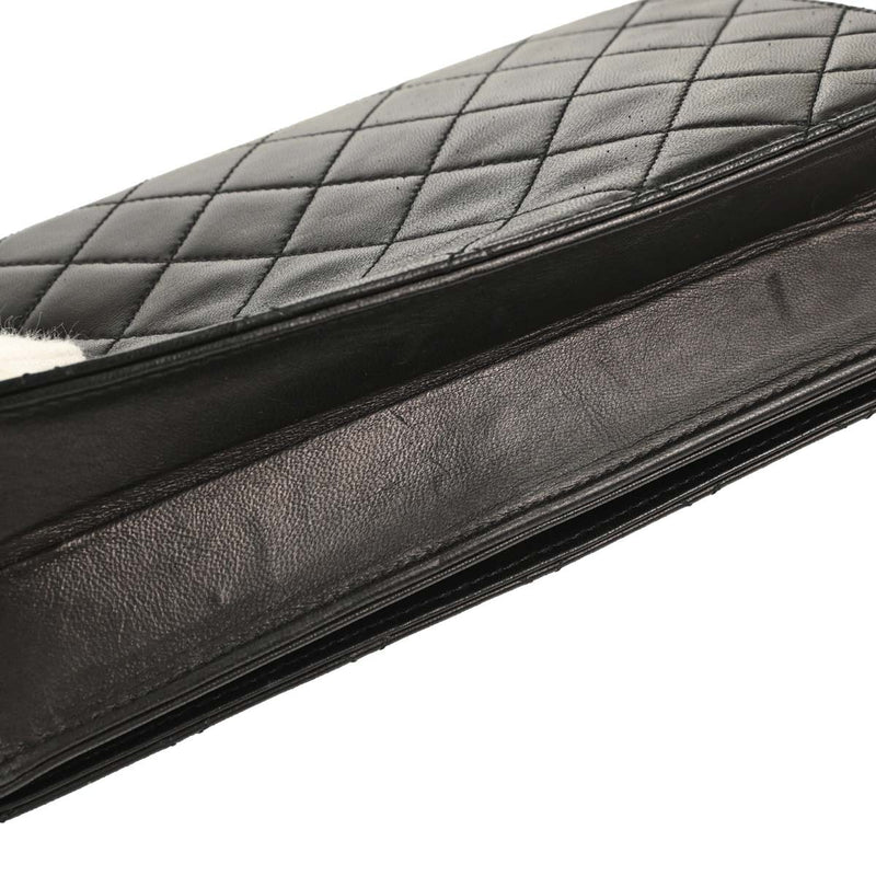Chanel Vintage Full Flap Quilted Lambskin Black Leather Bag