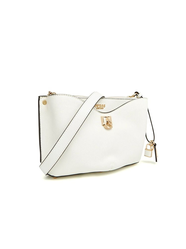 Guess Quilted Polyurethane Shoulder Bag — White