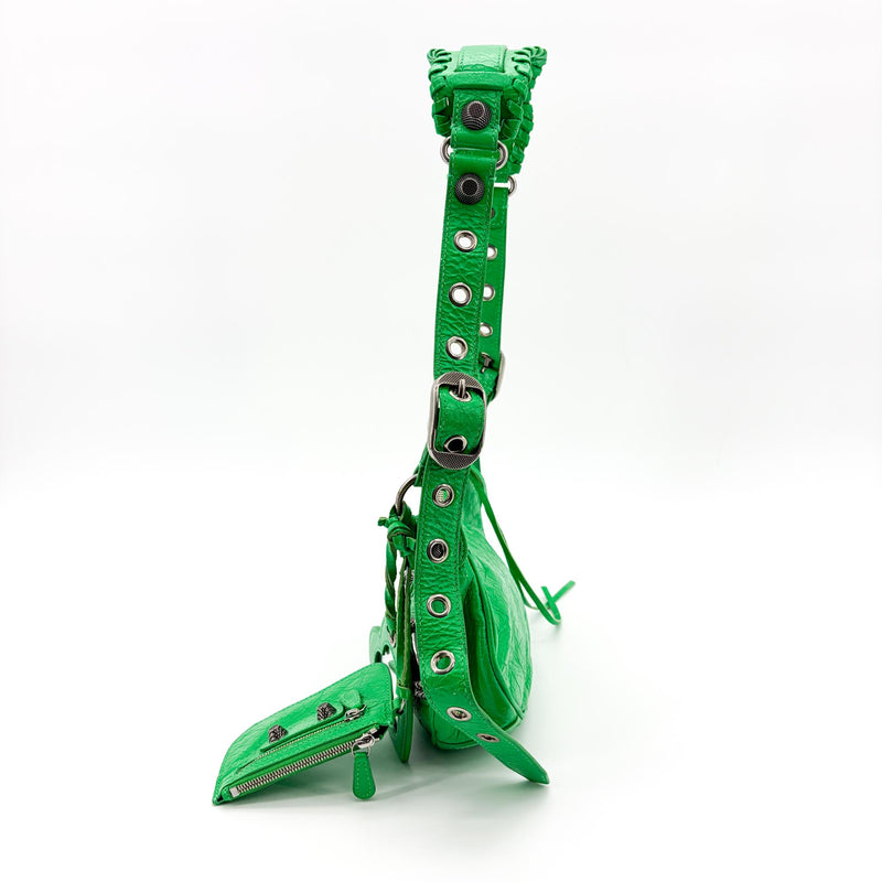 Balenciaga Le Cagole Giant Spikes Leather Green Bag