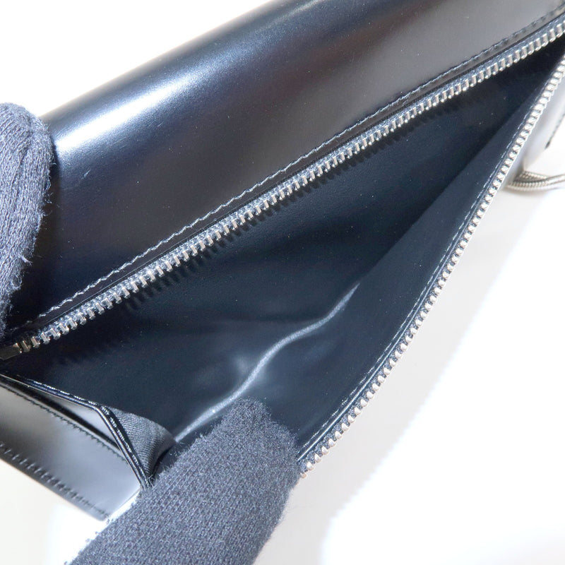 Prada Envelope Logo Clutch Spazzolato Leather Black