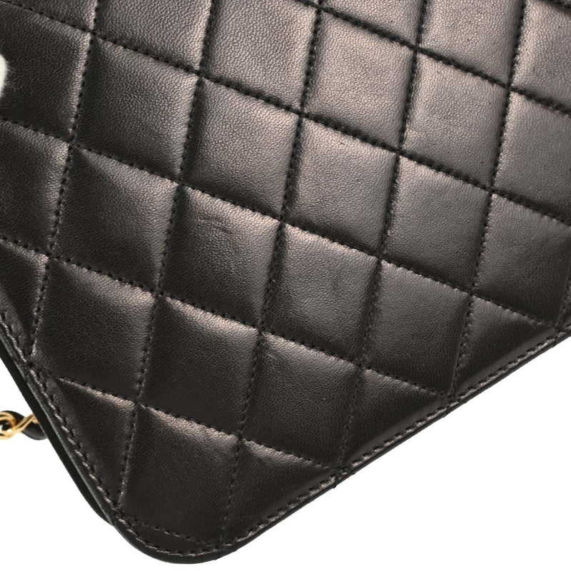 Chanel Vintage Full Flap Quilted Lambskin Black Leather Bag