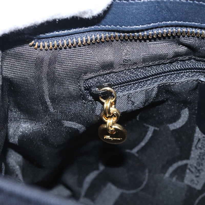 Salvatore Ferragamo Vala Canvas Navy Bag