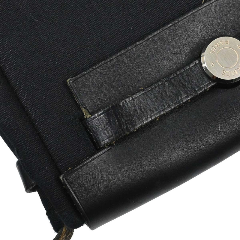 Hermes Herbag Toile And Leather Black Canvas Bag