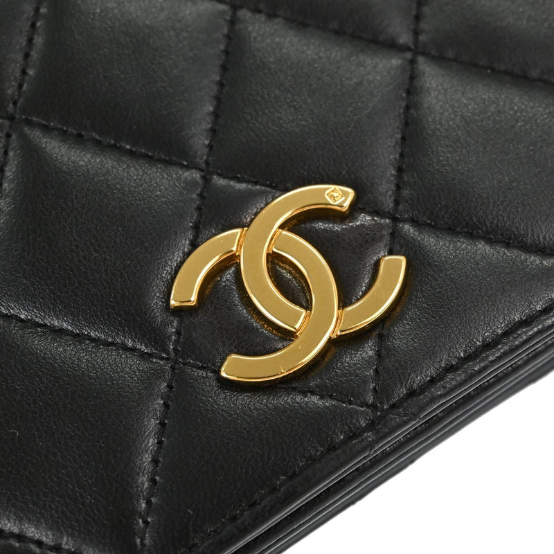 Chanel Vintage Full Flap Quilted Lambskin Black Leather Bag