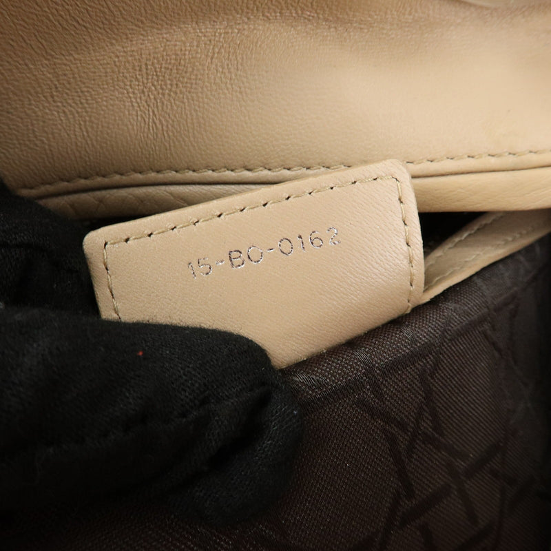 Christian Dior Lady Cannage Quilt Lambskin Beige Leather Bag