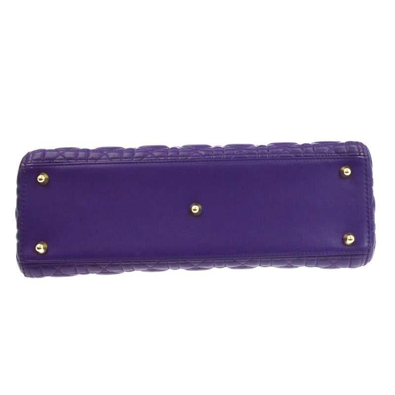 Christian Dior Lady Cannage Quilt Lambskin Purple Leather Bag
