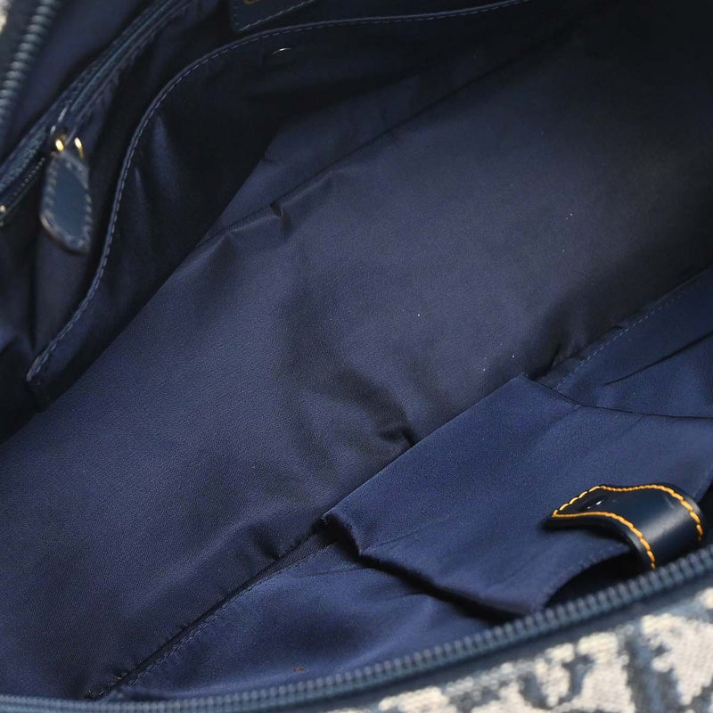 Christian Dior Vintage Saddle Bowler Diorissimo Canvas Navy Bag
