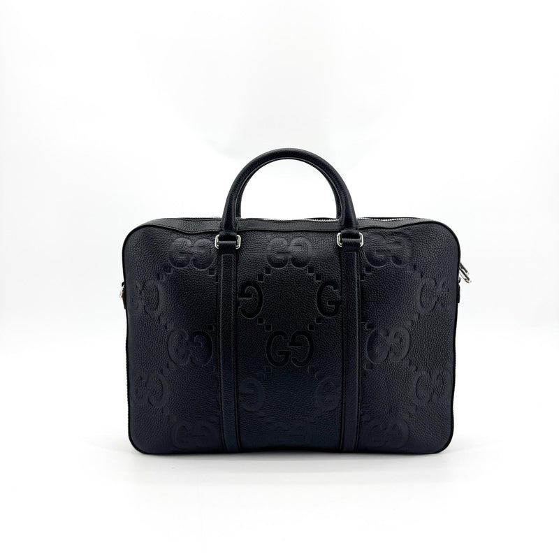 Gucci Convertible Jumbo Gg Embossed Leather Black Bag