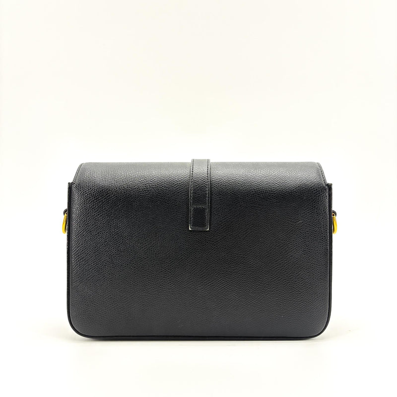 Saint Laurent Classic Monogram Crossbody Bag Metallic Leather Black