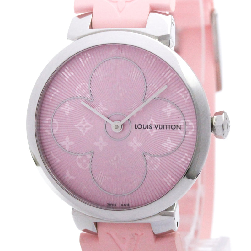 Louis Vuitton Tambour Quartz Stainless Steel And Monogram Rubber Watches