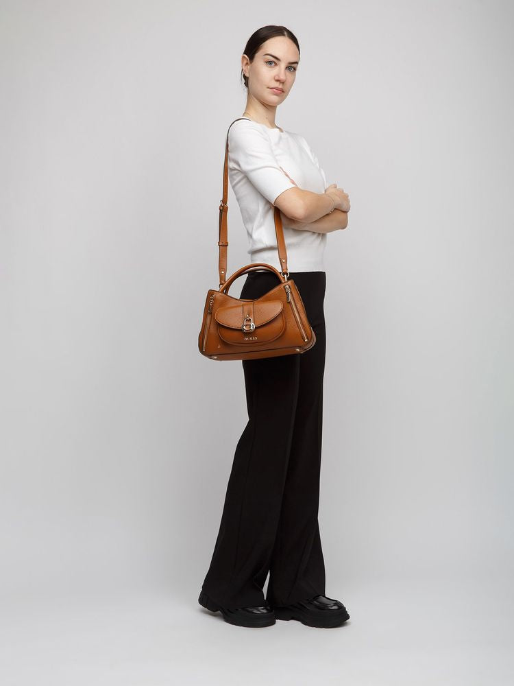 Guess Jessa Girlfriend Shoulder Bag — Brown Polyurethane