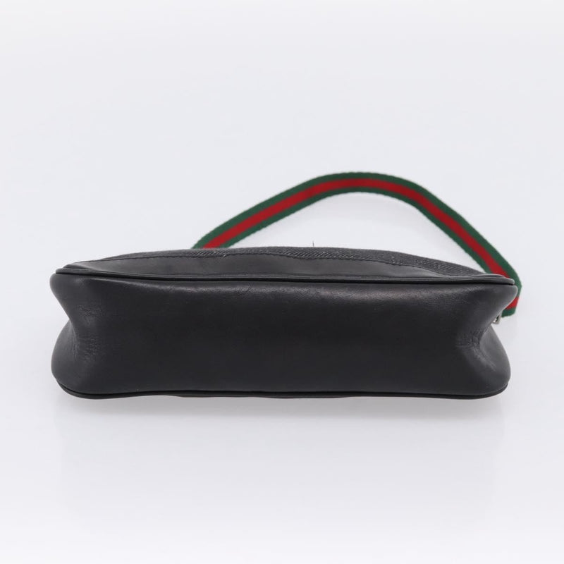 Gucci Web Sherry Line Accessory Pouch Denim & Leather Black Canvas