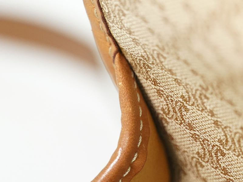Celine Vintage Macadam Canvas And Leather Beige Bag