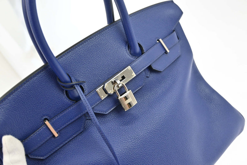 Hermes Birkin Blue Togo With Palladium Hardware Leather Bag
