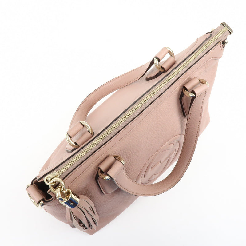 Gucci Soho Convertible Soft Top Handle Leather Pink Bag