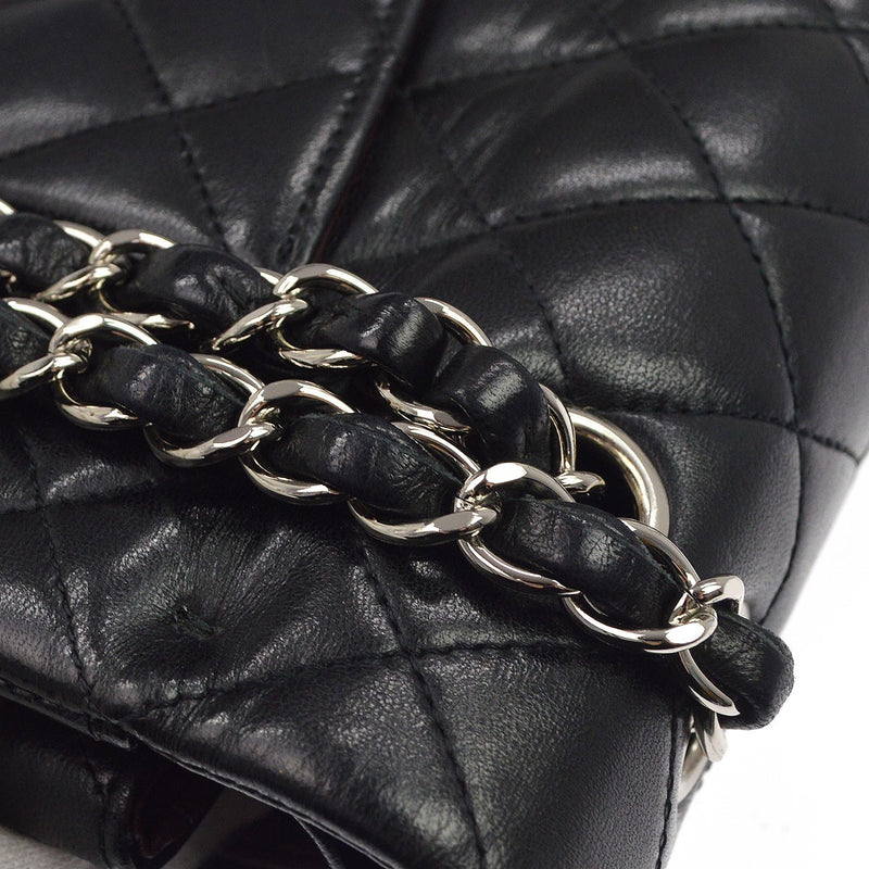 Chanel Classic Timeless Double Flap Quilted Lambskin Black Leather Bag