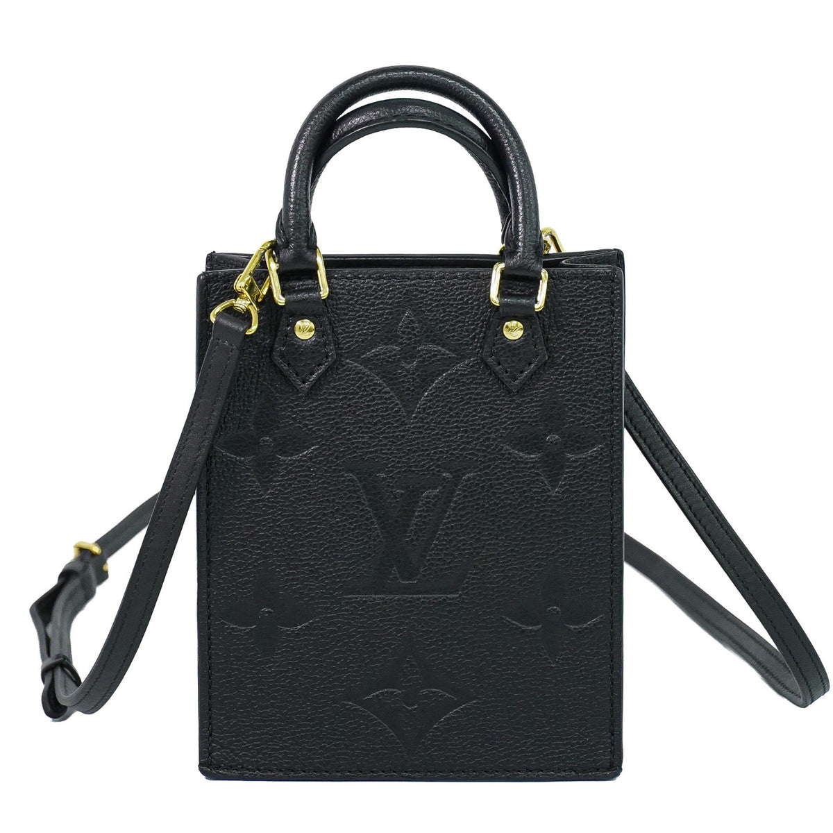 Louis Vuitton Petit Sac Plat Monogram Empreinte Giant Black Leather Bag