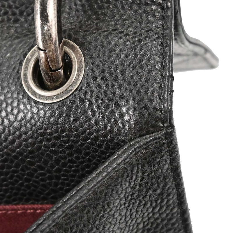 Chanel Paris-Edinburgh Square Flap Caviar 2 Way Black Leather Bag