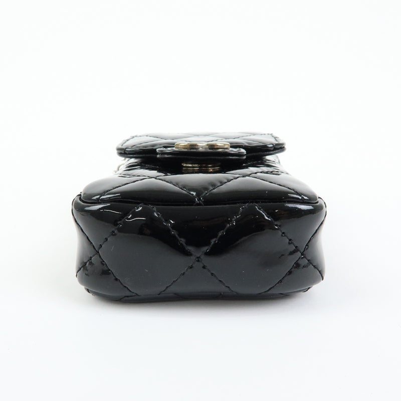 Chanel Cc Chain Phone Holder Quilted Patent Black Patent_leather Bag