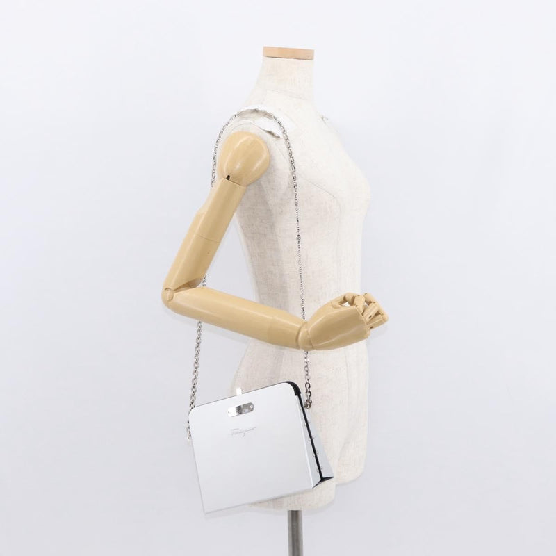 Salvatore Ferragamo Vintage Gancini Chain Leather Silver Stainless_steel Bag