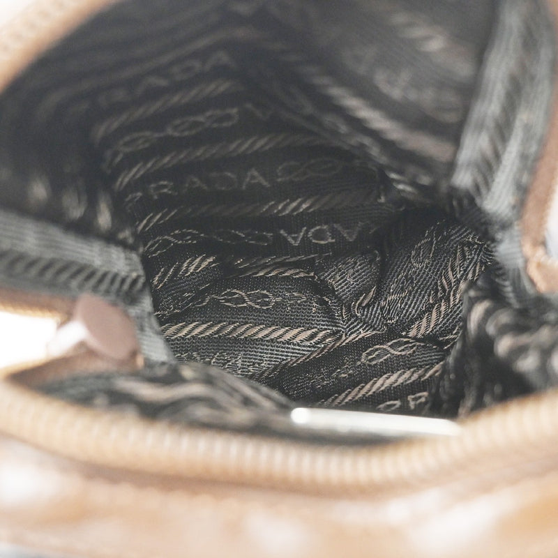 Prada Logo Pouch Leather Brown