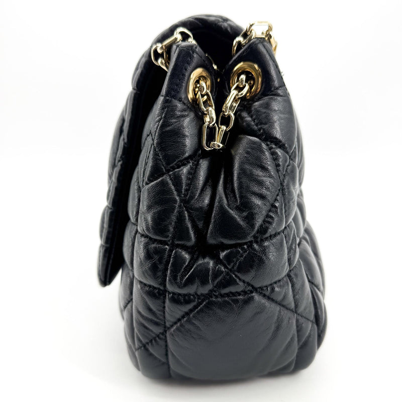 Christian Dior Milly La Foret Cannage Quilt Lambskin Black Leather Bag