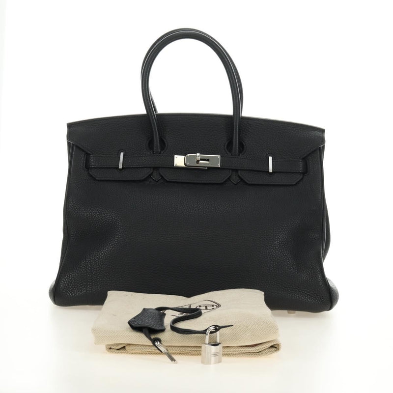 Hermes Birkin Black Clemence With Palladium Hardware Leather Bag