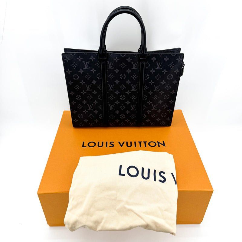 Louis Vuitton Sac Plat Zipper Monogram Eclipse Canvas Black Bag