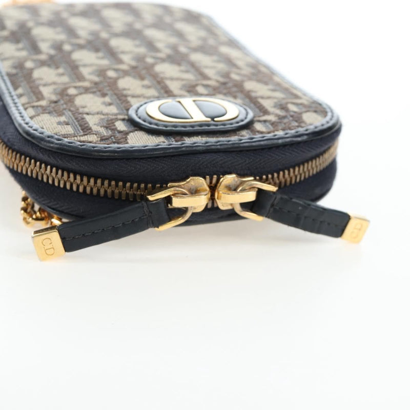 Christian Dior 30 Montaigne Phone Holder On Chain Oblique Canvas Navy Bag