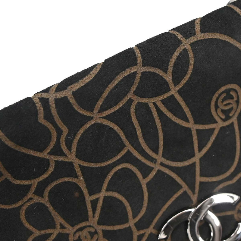 Chanel Camellia Chain Embossed Suede Black Bag