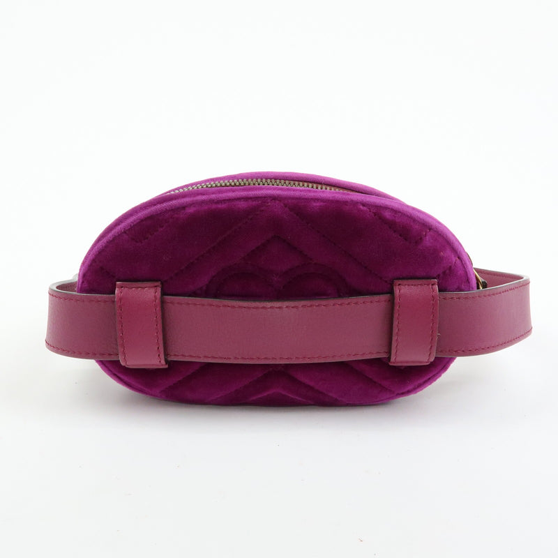 Gucci Gg Marmont Belt Matelasse Velvet Purple Bag
