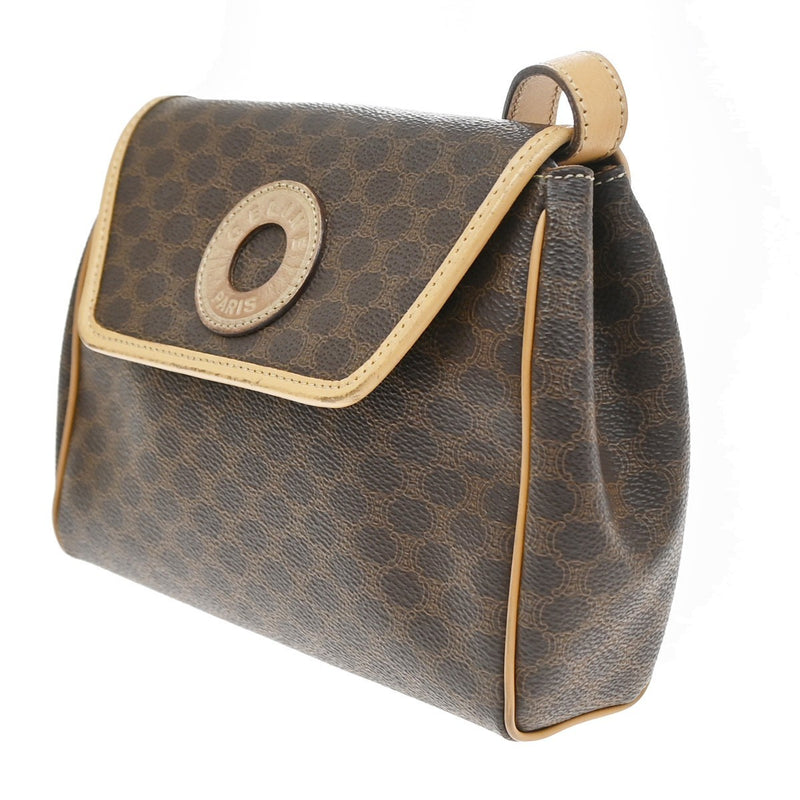 Celine Macadam Shoulder Canvas Brown Bag