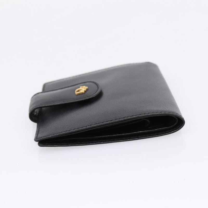 Christian Dior Bifold Card Holder Leather Black Accessory