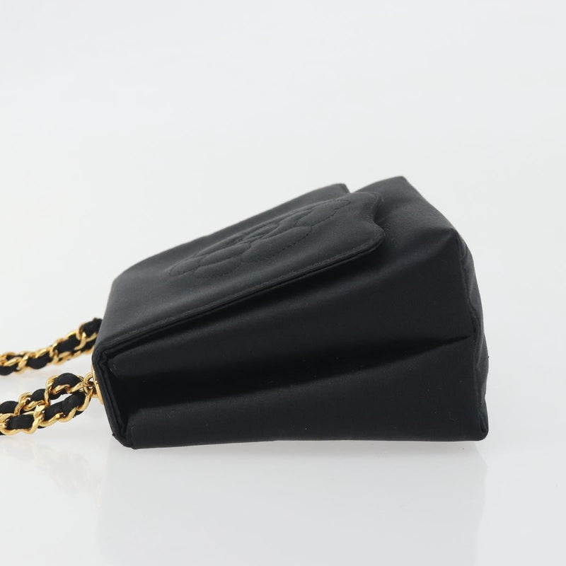 Chanel Vintage Camellia Flap Satin Black Bag