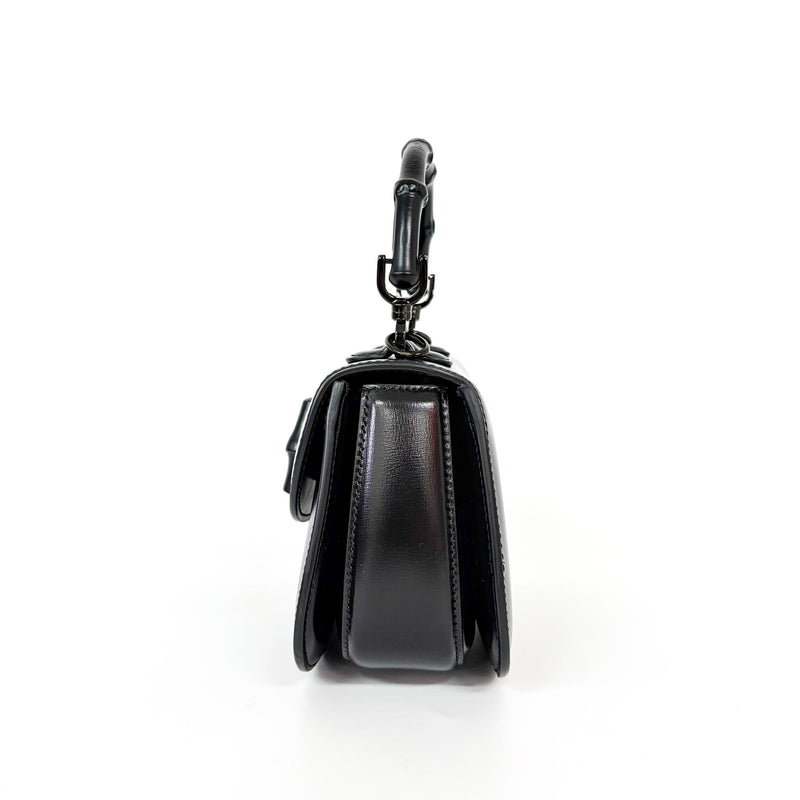 Gucci Bamboo 1947 Top Handle Leather Black Bag