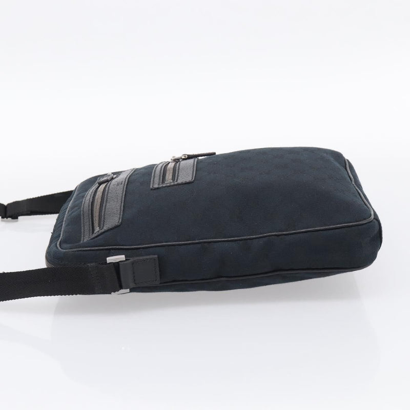 Gucci Front Zip Messenger Canvas And Leather Black