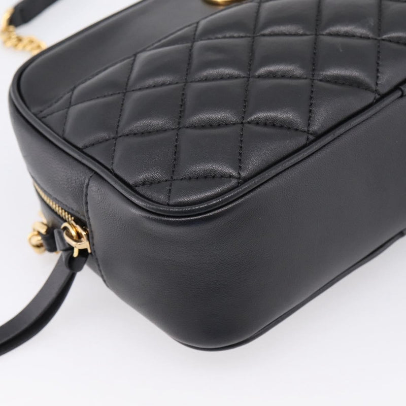 Versace Medusa Icon Front Slip Pocket Camera Quilted Leather Black Bag