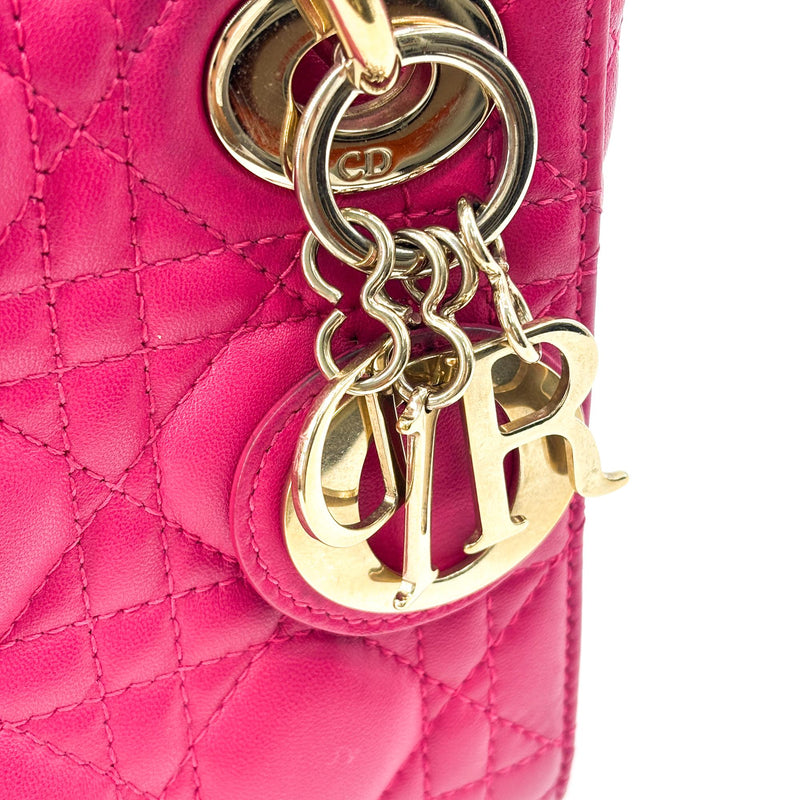 Christian Dior Lady Cannage Quilt Lambskin Pink Leather Bag