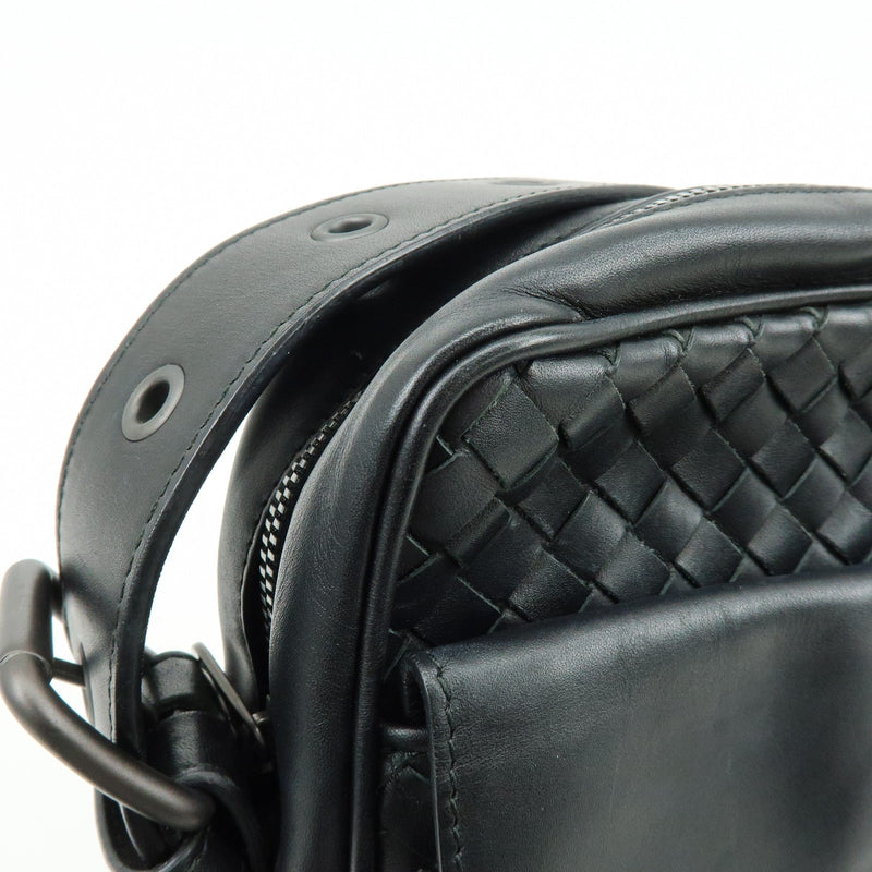Bottega Veneta Front Pocket Messenger Intrecciato Nappa Black Leather