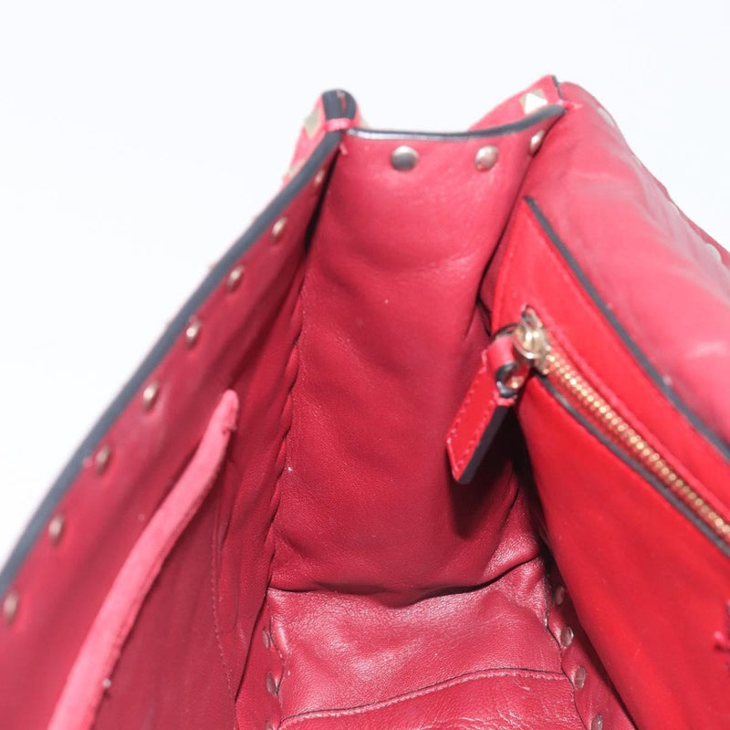 Valentino Garavani Rockstud Spike Flap Quilted Suede Red Bag