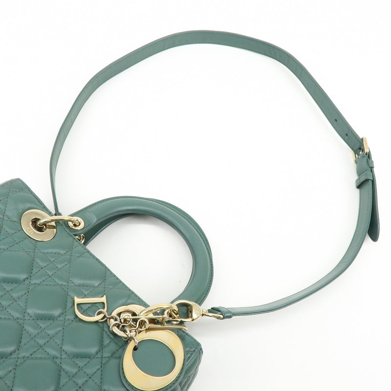 Christian Dior Lady Green Leather Bag
