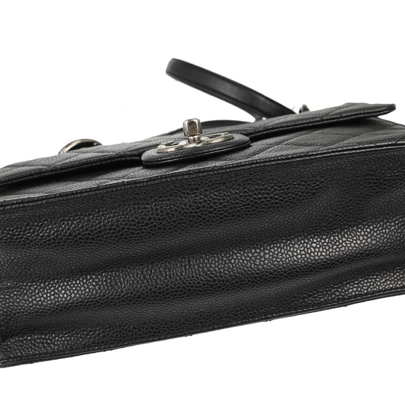 Chanel Paris-Edinburgh Square Flap Caviar 2 Way Black Leather Bag