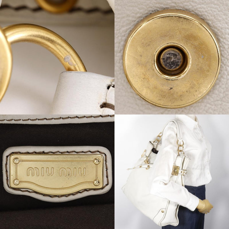 Miu Miu Madras Shoulder Leather Beige Bag