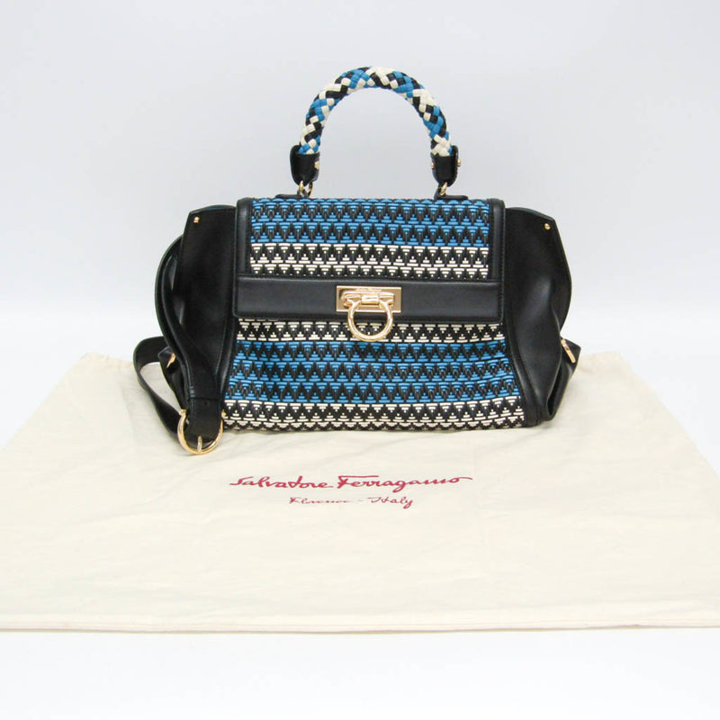 Salvatore Ferragamo Sofia Satchel Multicolor Woven Leather Multicolour