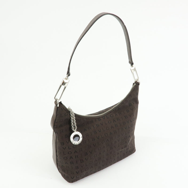 Bvlgari Logomania Suede Brown Canvas Bag