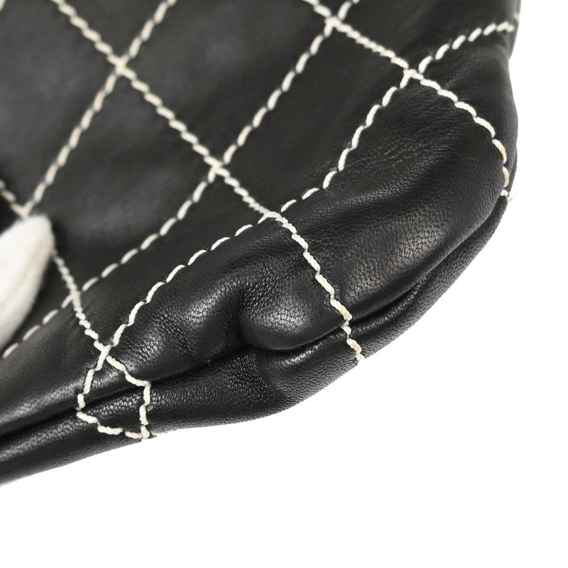 Chanel Surpique Chain Quilted Leather Black Calfskin Bag