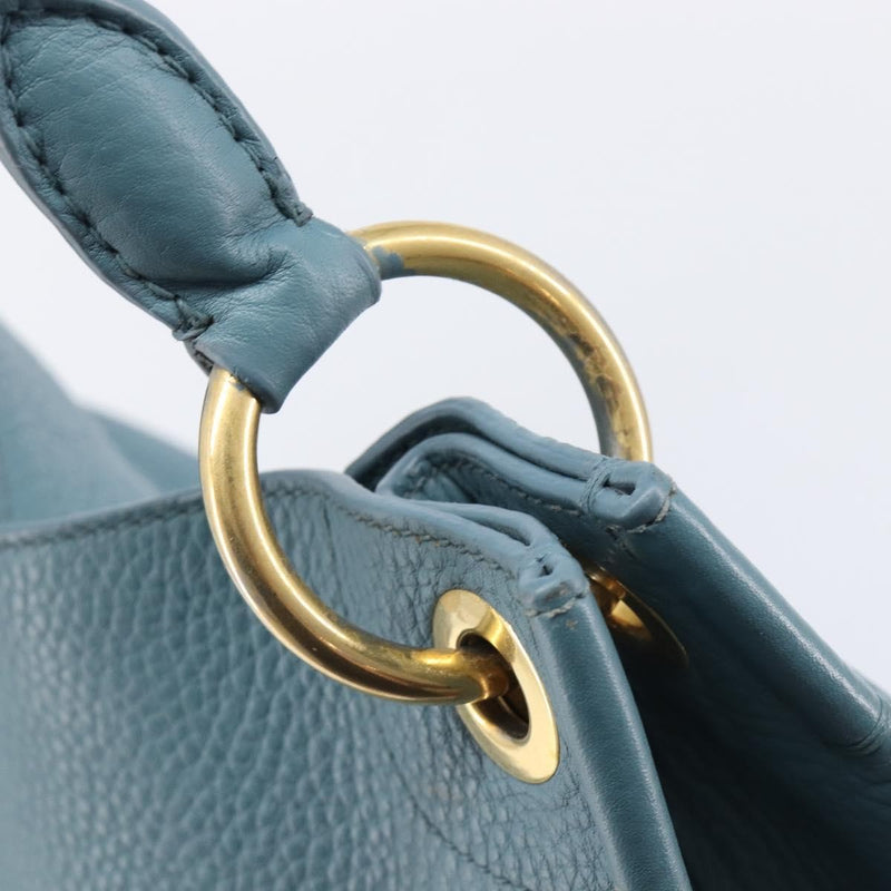 Prada Rolled Hobo Vitello Daino Blue Leather