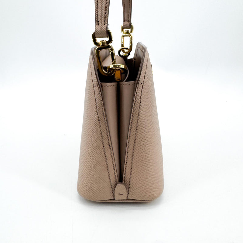 Prada Matinee Top Handle Saffiano Leather Beige Bag