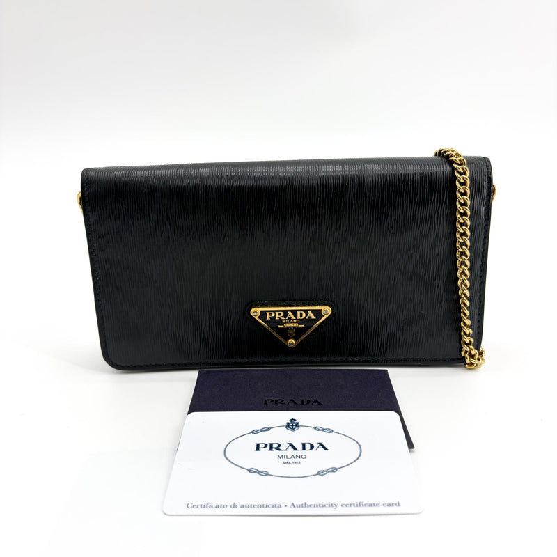 Prada Wallet On Chain Saffiano Leather Black Bag