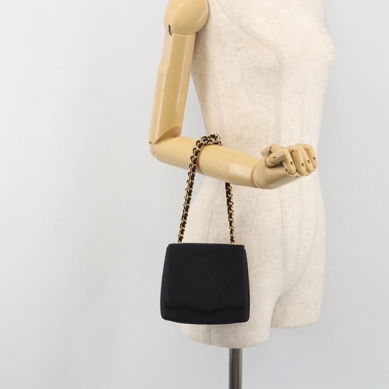 Chanel Vintage Camellia Flap Satin Black Bag